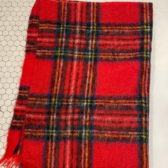 CREAGARAN Vintage Mohair Throw Blanket Tartan Plaid Red Natural Fiber SCOTLAND - Picture 4 of 7